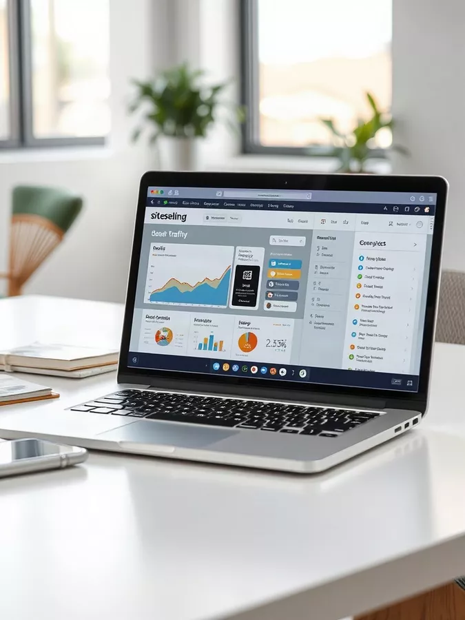 SiteSelling platform displaying website optimization tools and progress