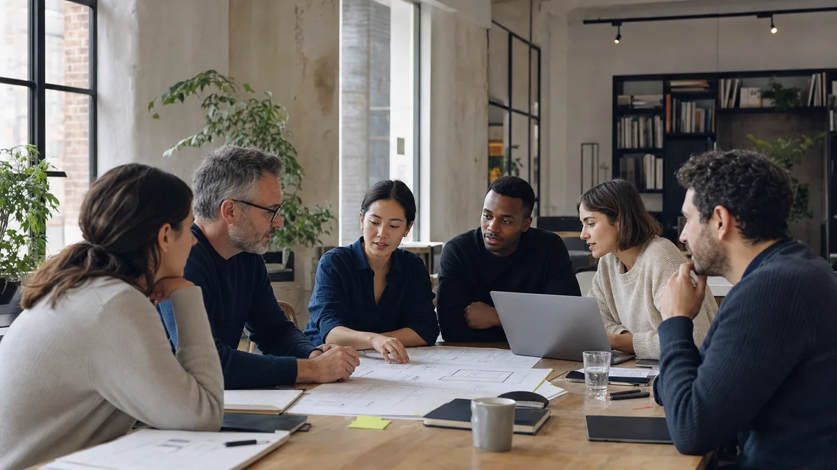 Software operations team working in a calm secure workspace